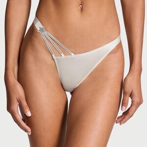 VERY SEXY Shine Strap Brazilian Panty Grey XL Bling Star Silky Smooth